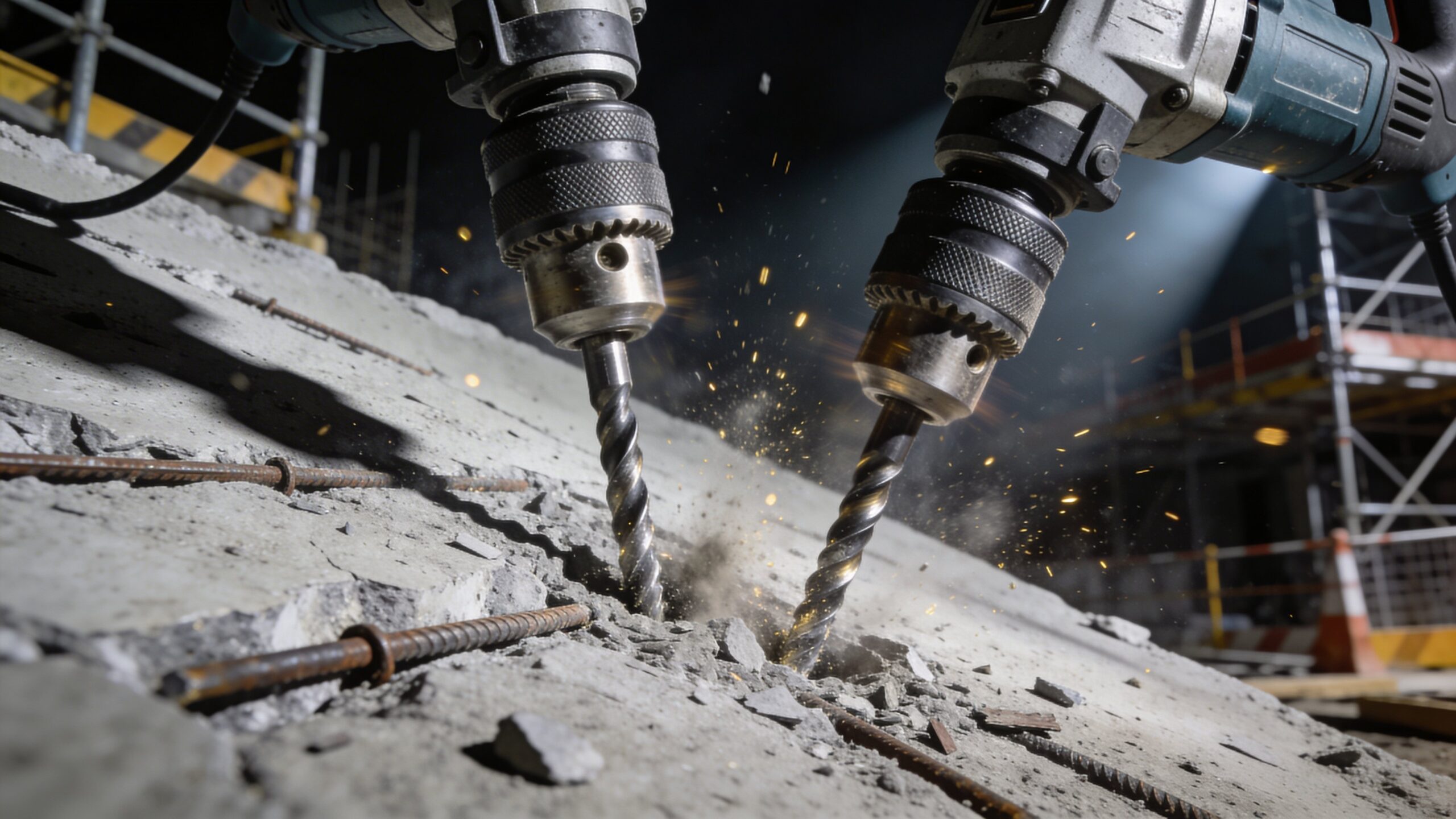 Rotary hammer drill for serious concrete drilling