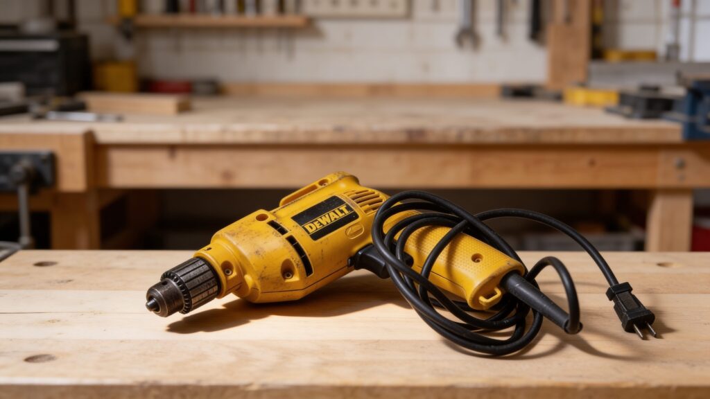 A comparison of a corded drill and a hammer drill their differences in design and function.