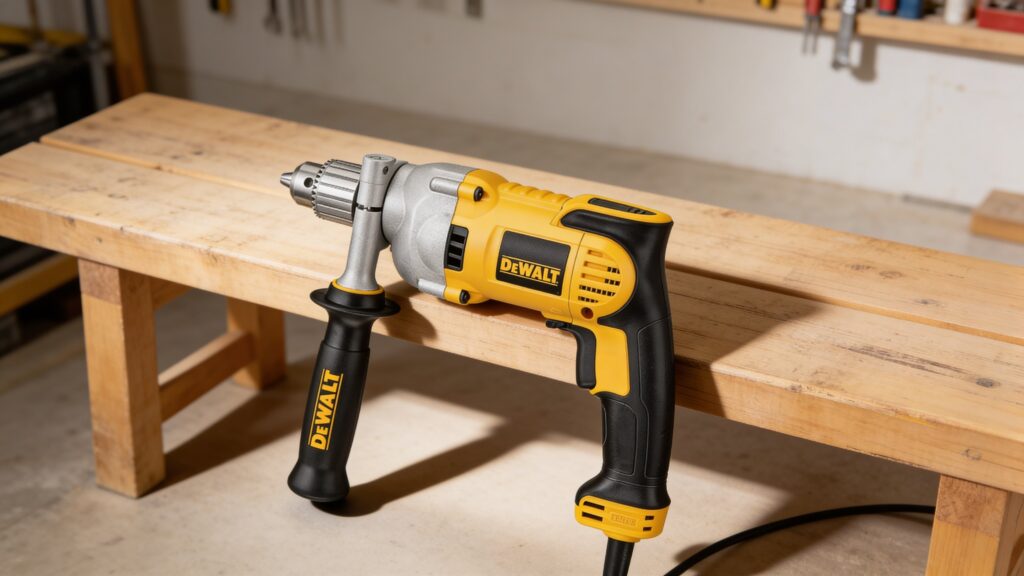 Side-by-side comparison of a high-torque mixing drill with paddle attachment and a standard drill, highlighting design and performance differences