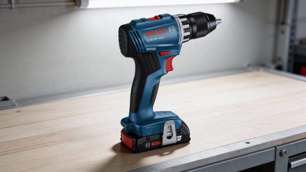 Cordless drill being used on an active construction site to illustrate how to choose the right drill for professional construction work