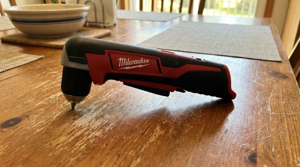 Milwaukee M12 FUEL Right Angle Drill Driver in a tight framing bay