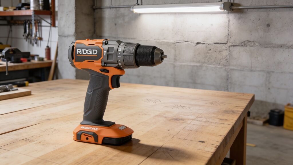 Ridgid 18V brushless hammer drill driver with durable feel for frequent homeowner DIY