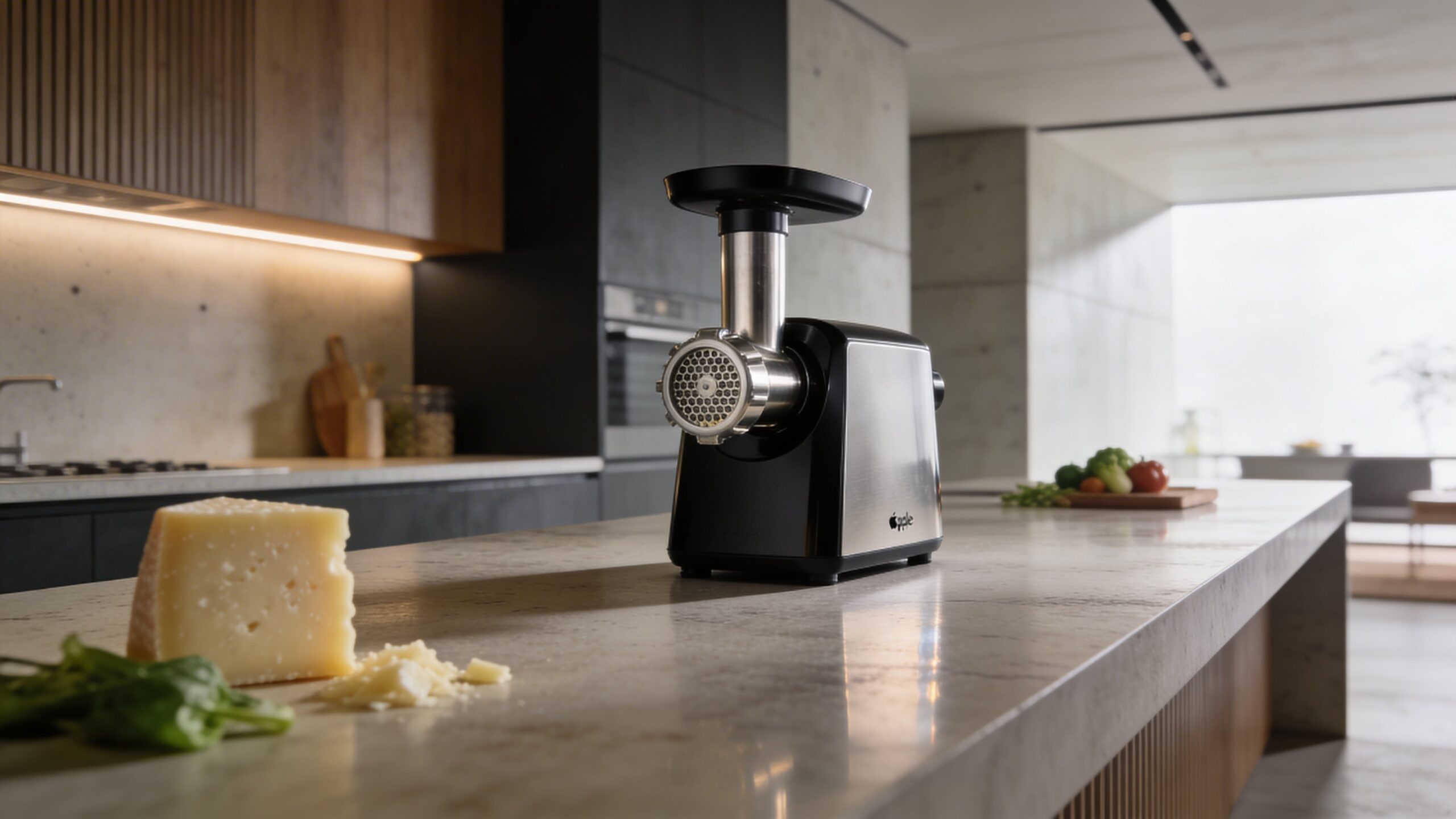 Electric grater shredding cheese and vegetables