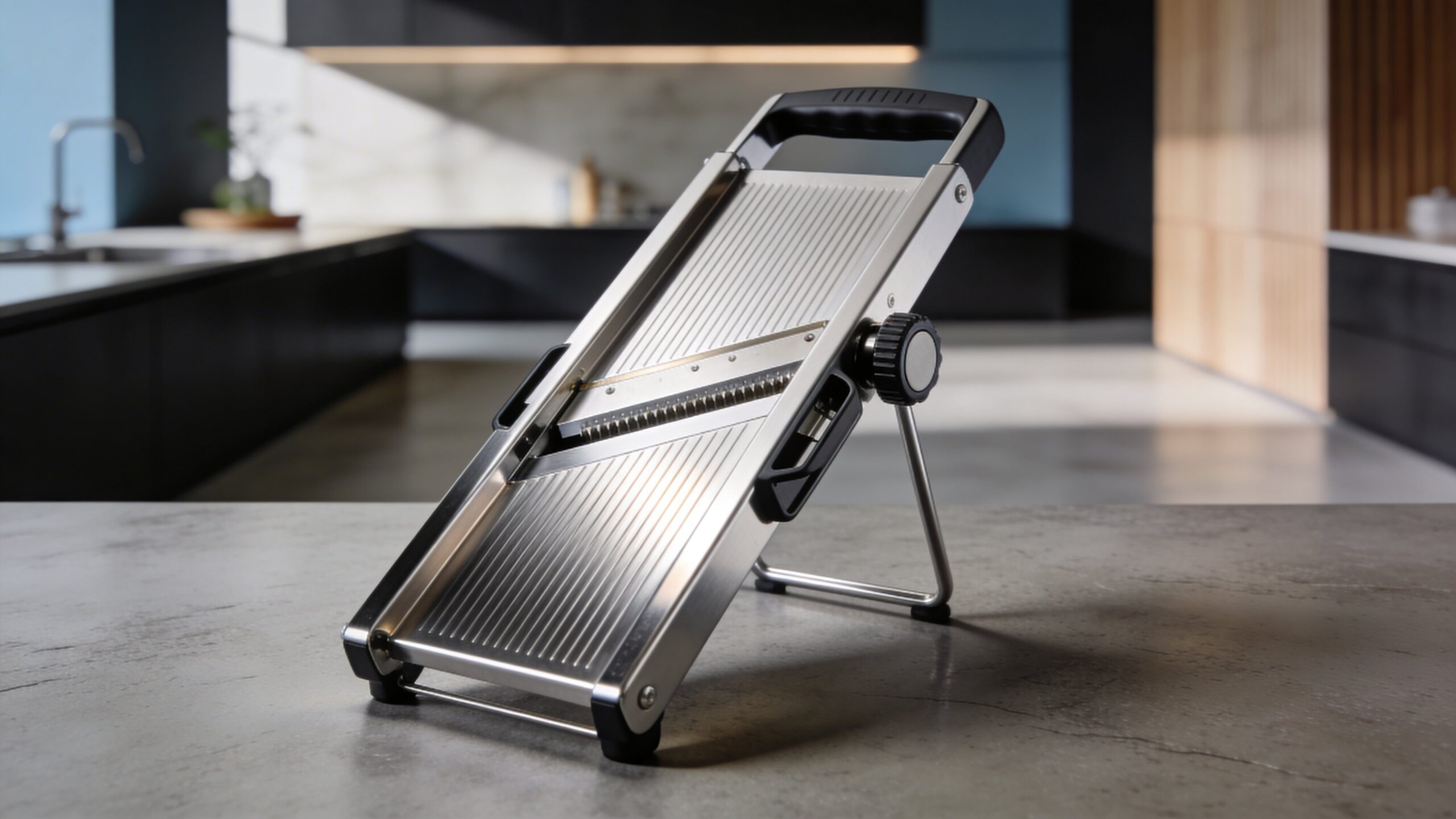 Mandoline slicer used for thin vegetable slicing