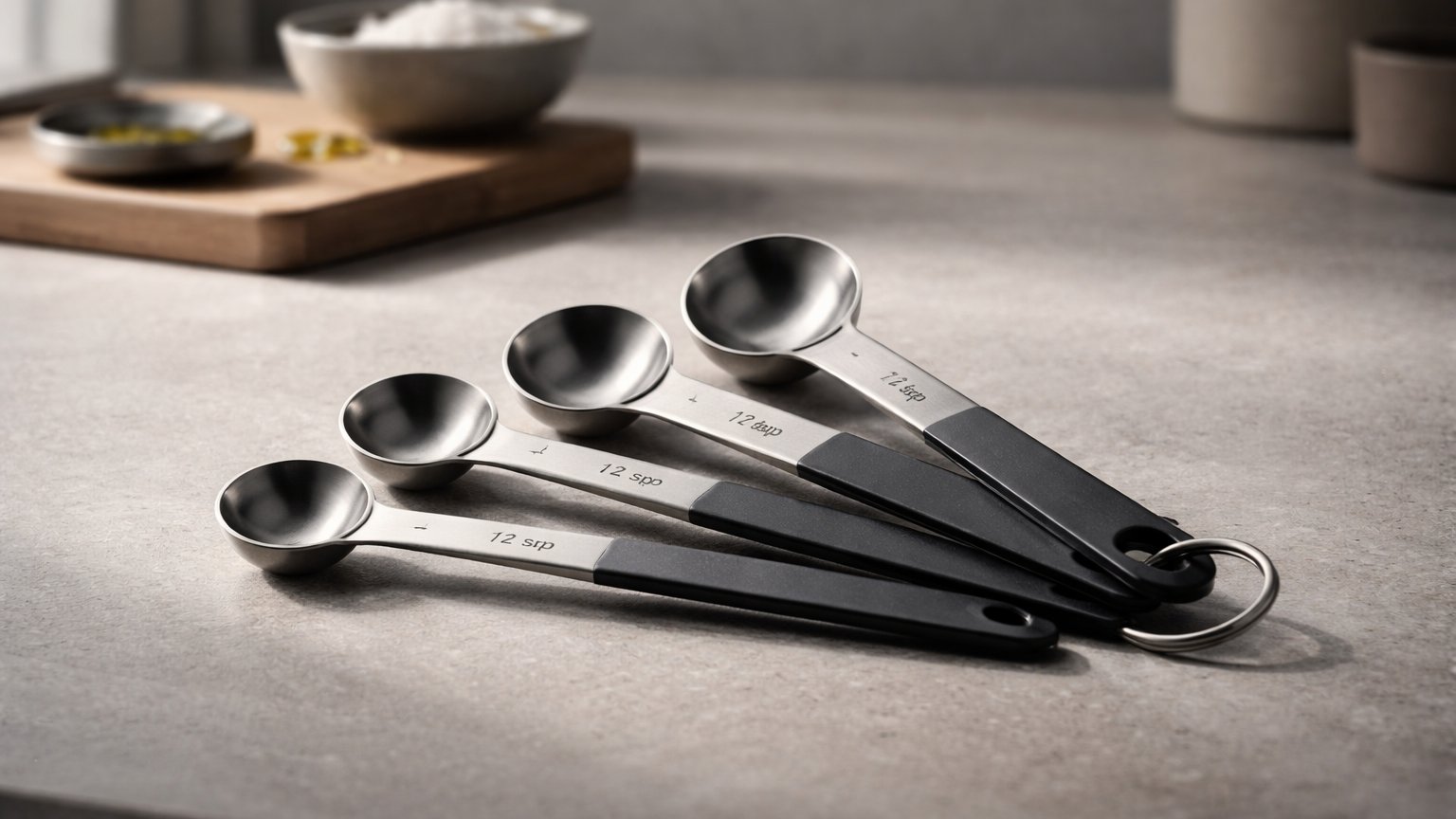 Measuring spoons representing precise ingredient portions