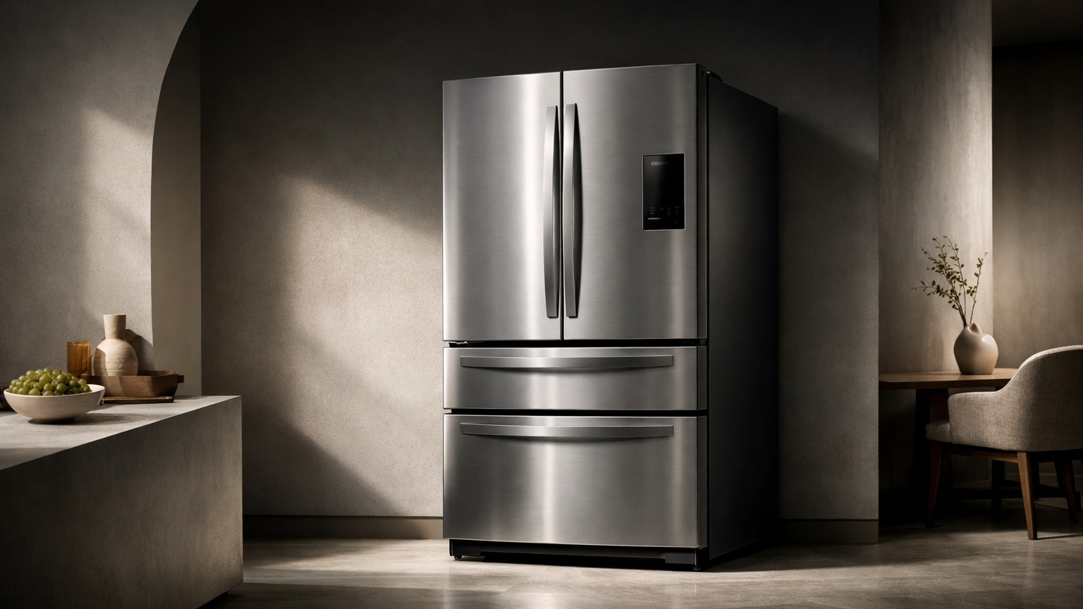 Modern refrigerator representing refrigerator reviews