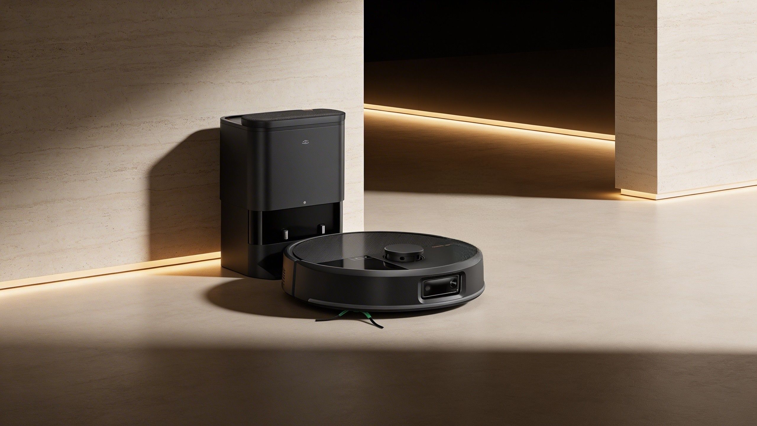 Robot vacuum cleaning a modern living space