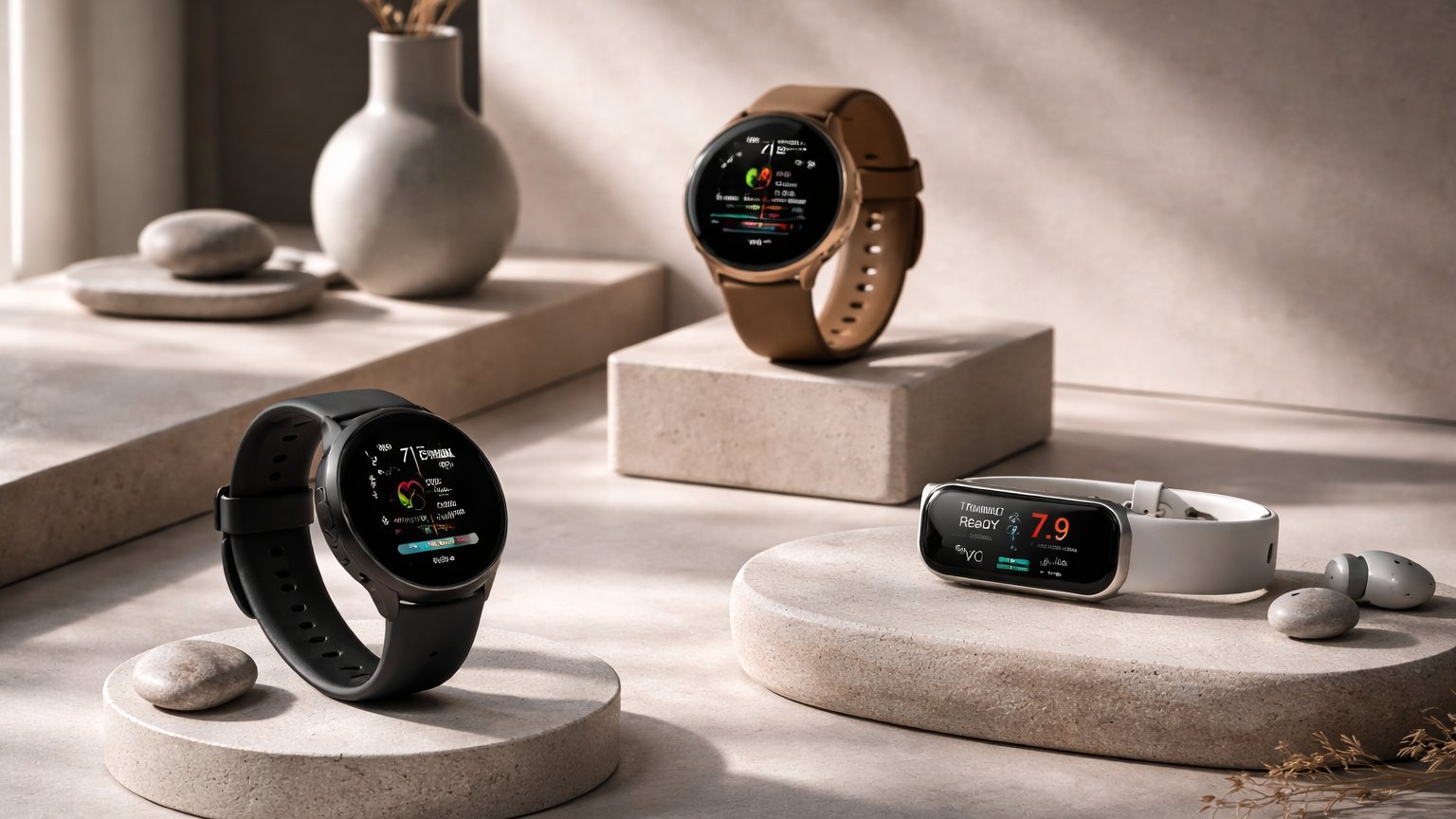 Advanced fitness tracker displaying detailed health metrics