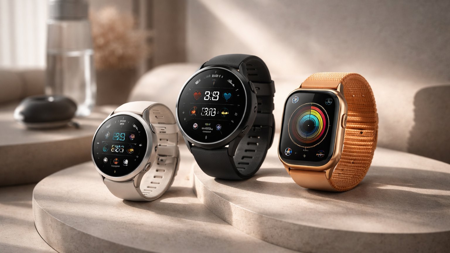 Fitness smartwatch showing health tracking metrics