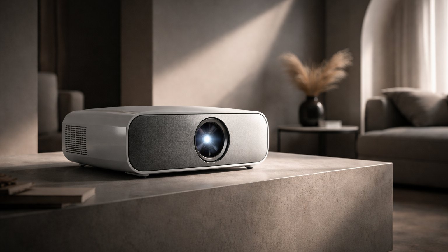 Home theater projector in a dedicated viewing room
