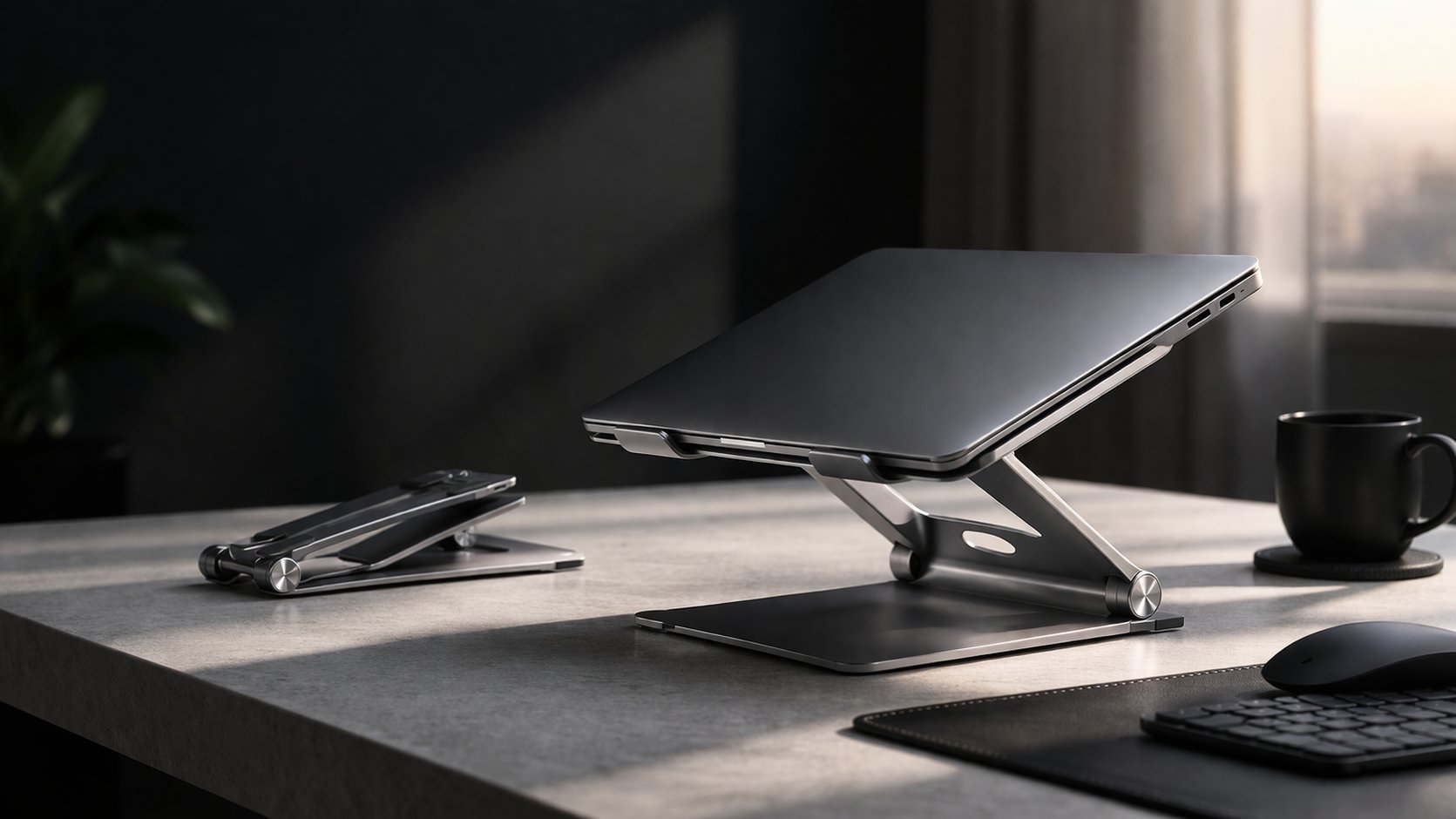 Laptop stand improving ergonomic desk setup