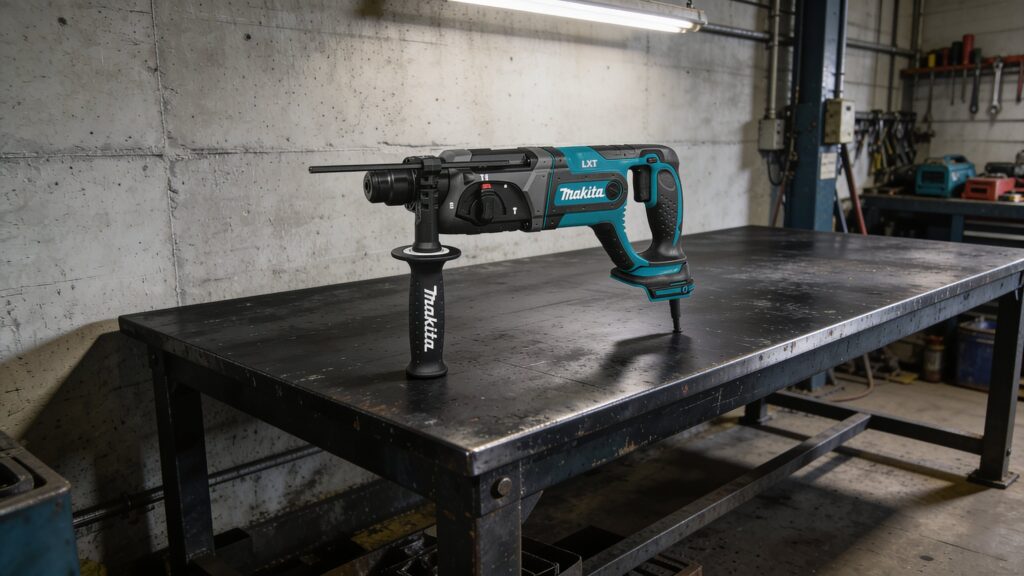 Makita HR2475 1-inch SDS-Plus rotary hammer with D-handle for concrete and masonry drilling