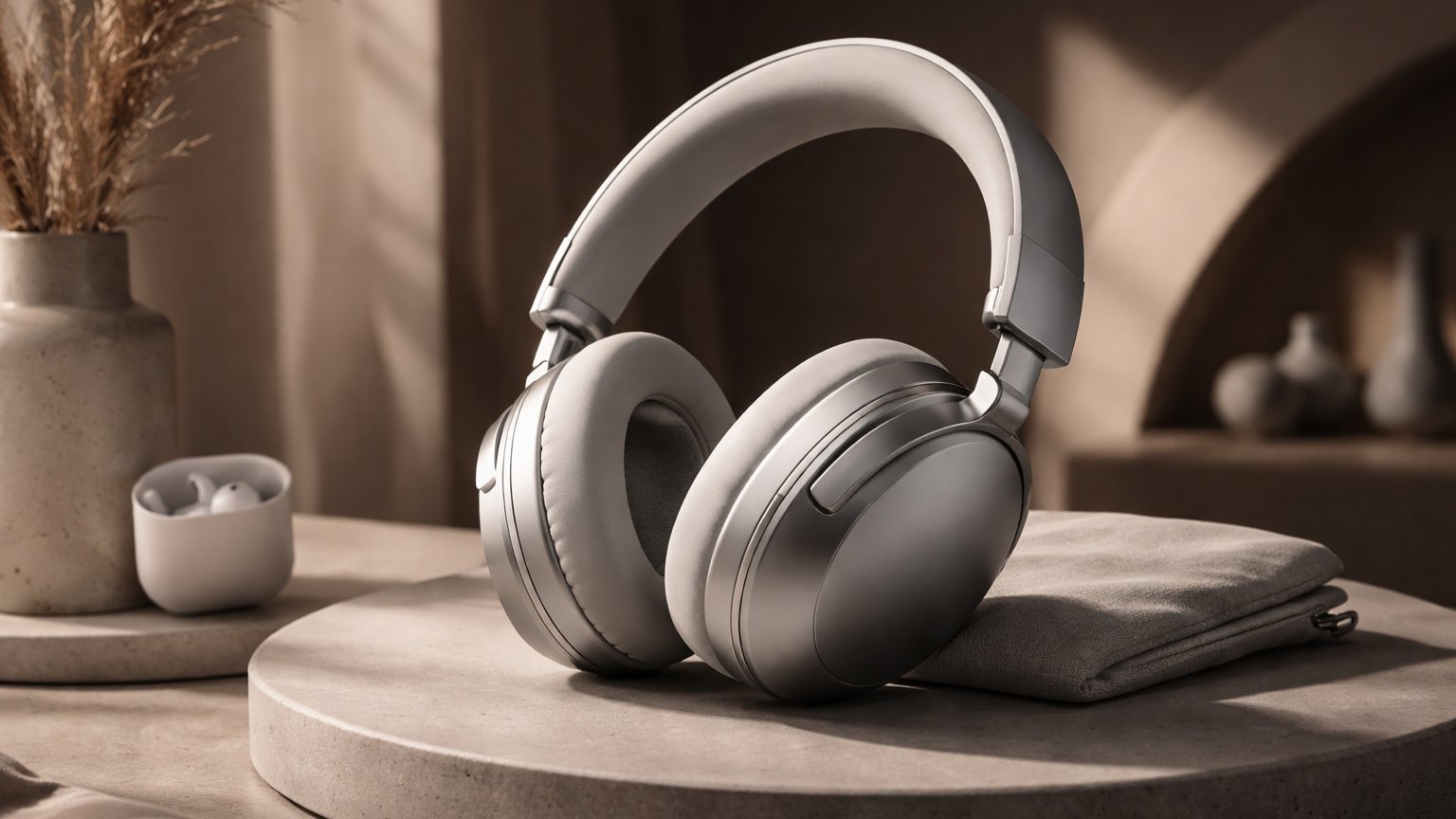 Noise-canceling headphones in a premium setting