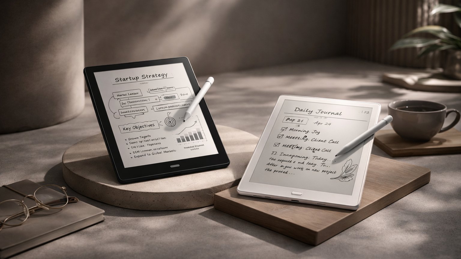 E-reader with stylus for note-taking and annotation