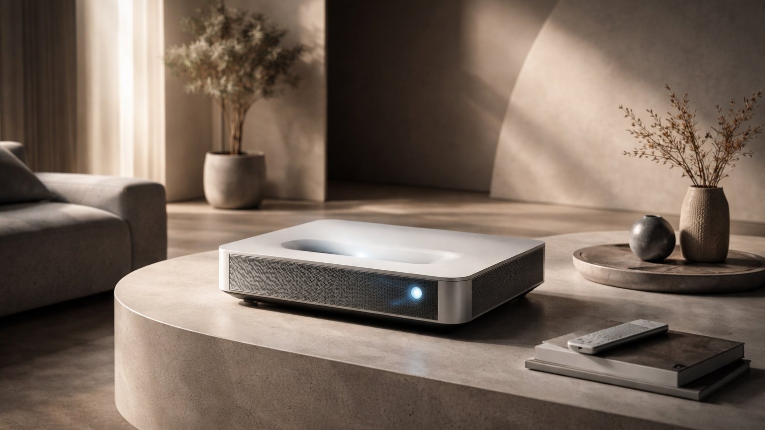 Short throw projector placed close to a wall or screen