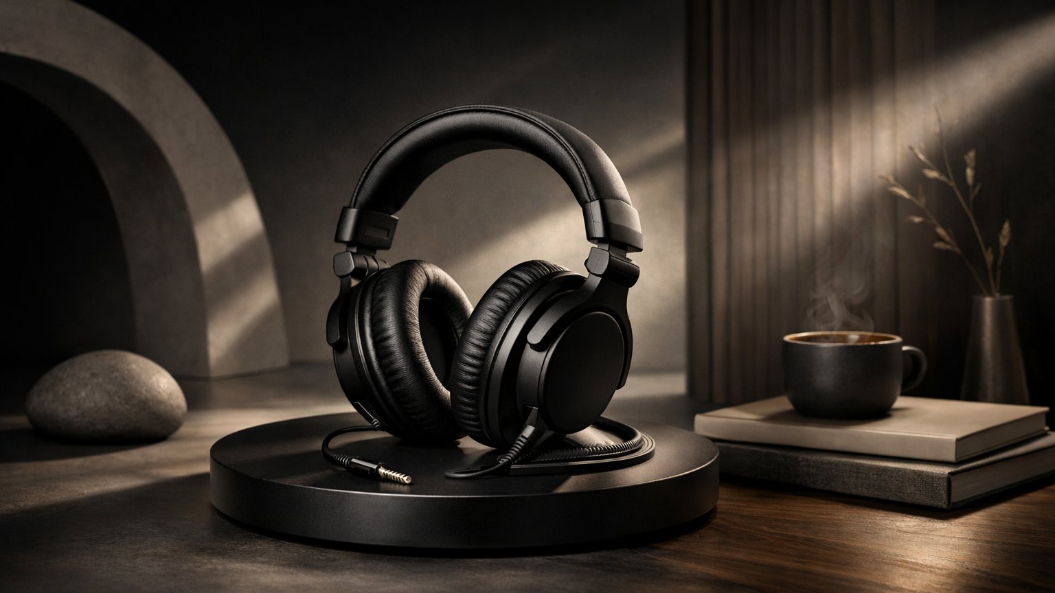 Studio headphones used for professional monitoring