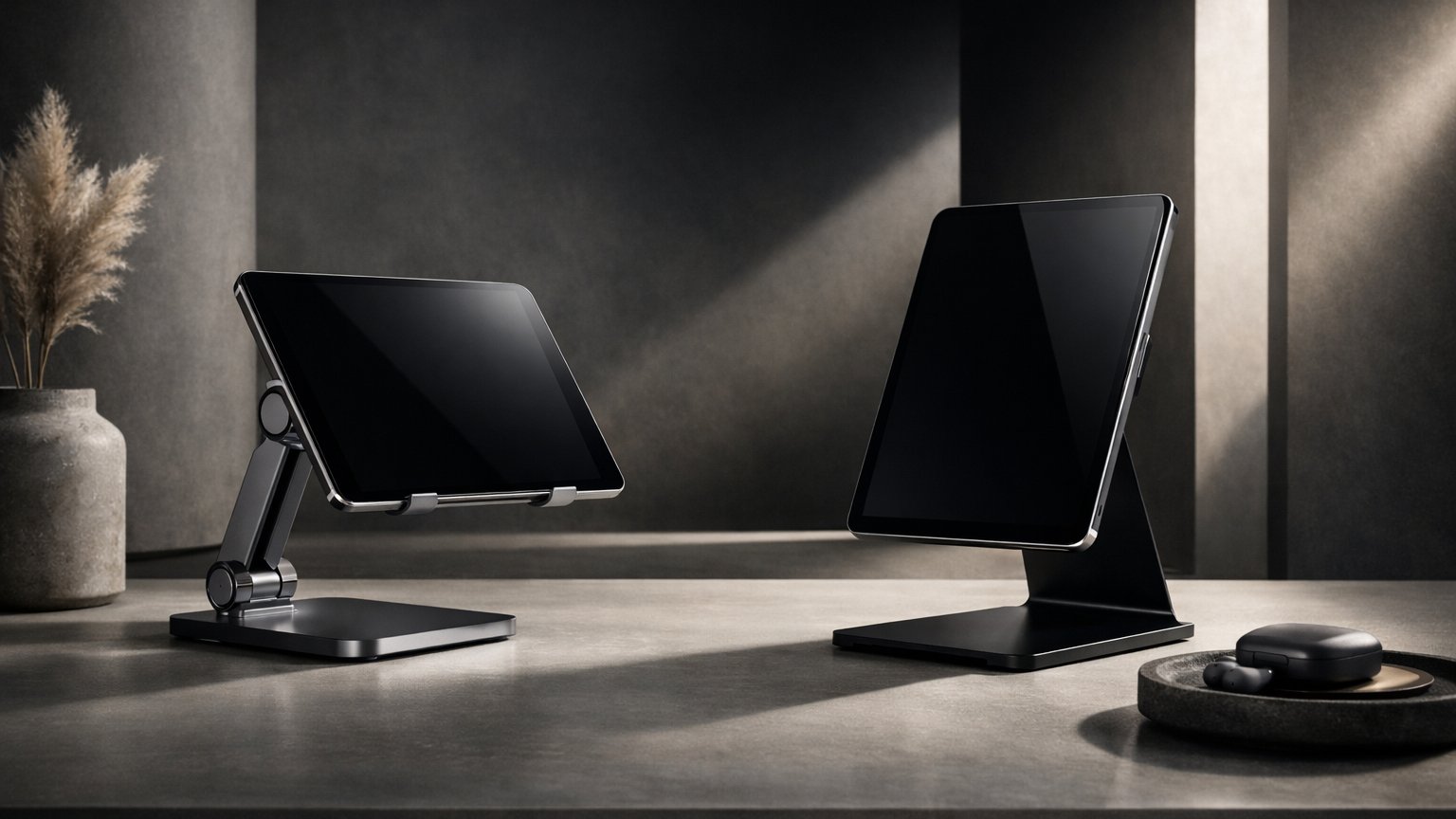 Tablet stand for hands-free viewing and ergonomics
