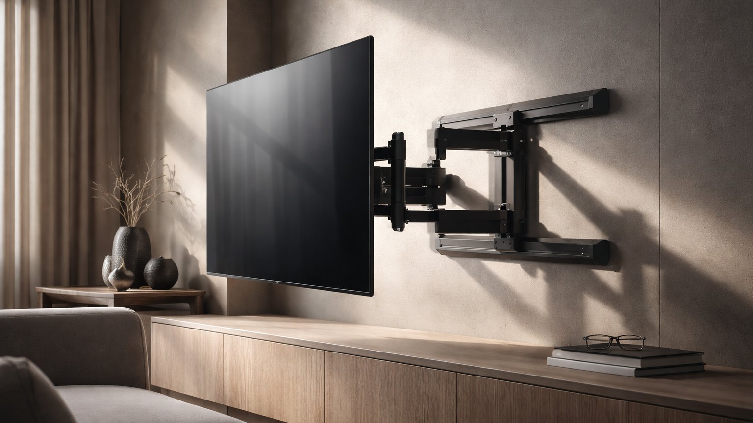 Wall-mounted TV setup representing TV wall mounts
