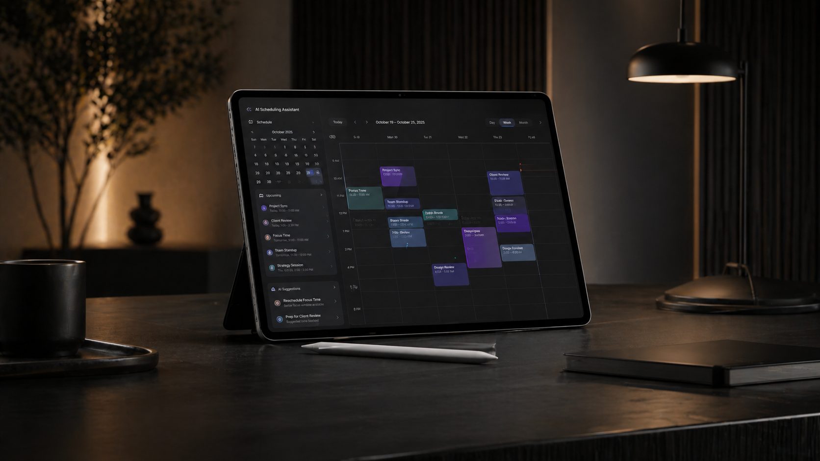 AI scheduling assistant organizing calendars and optimizing time management