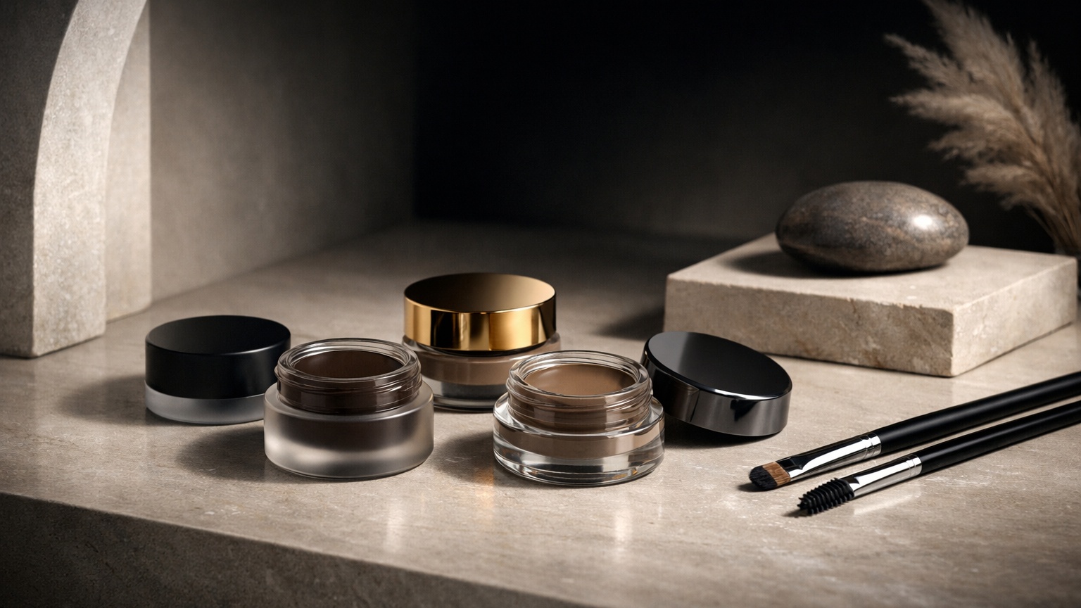 Brow pomade for bold sculpted brows