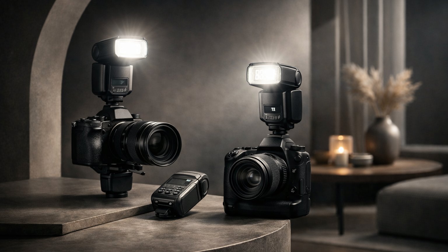 External camera flash used for lighting photography