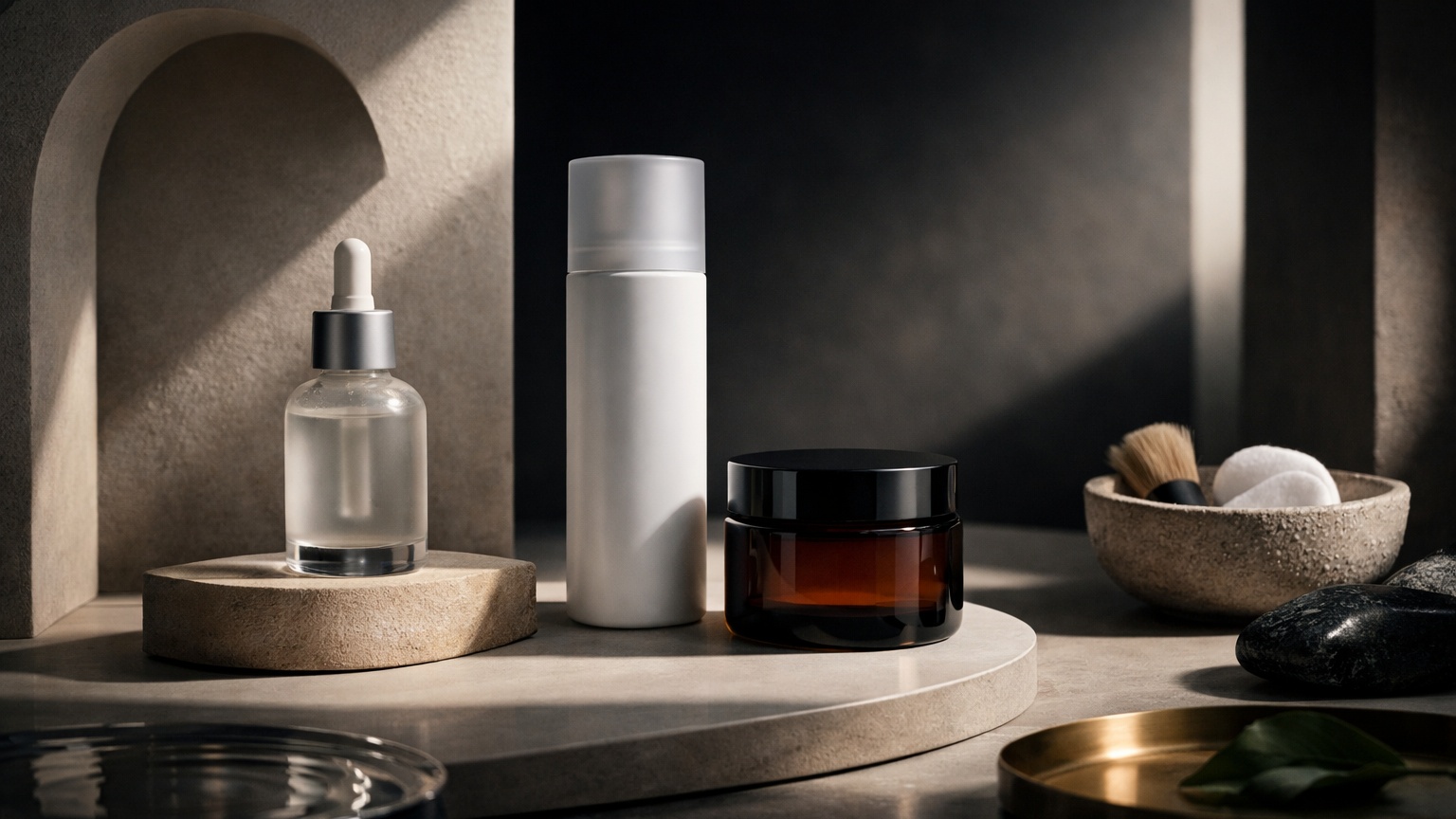 Serum and liquid exfoliant representing chemical exfoliants