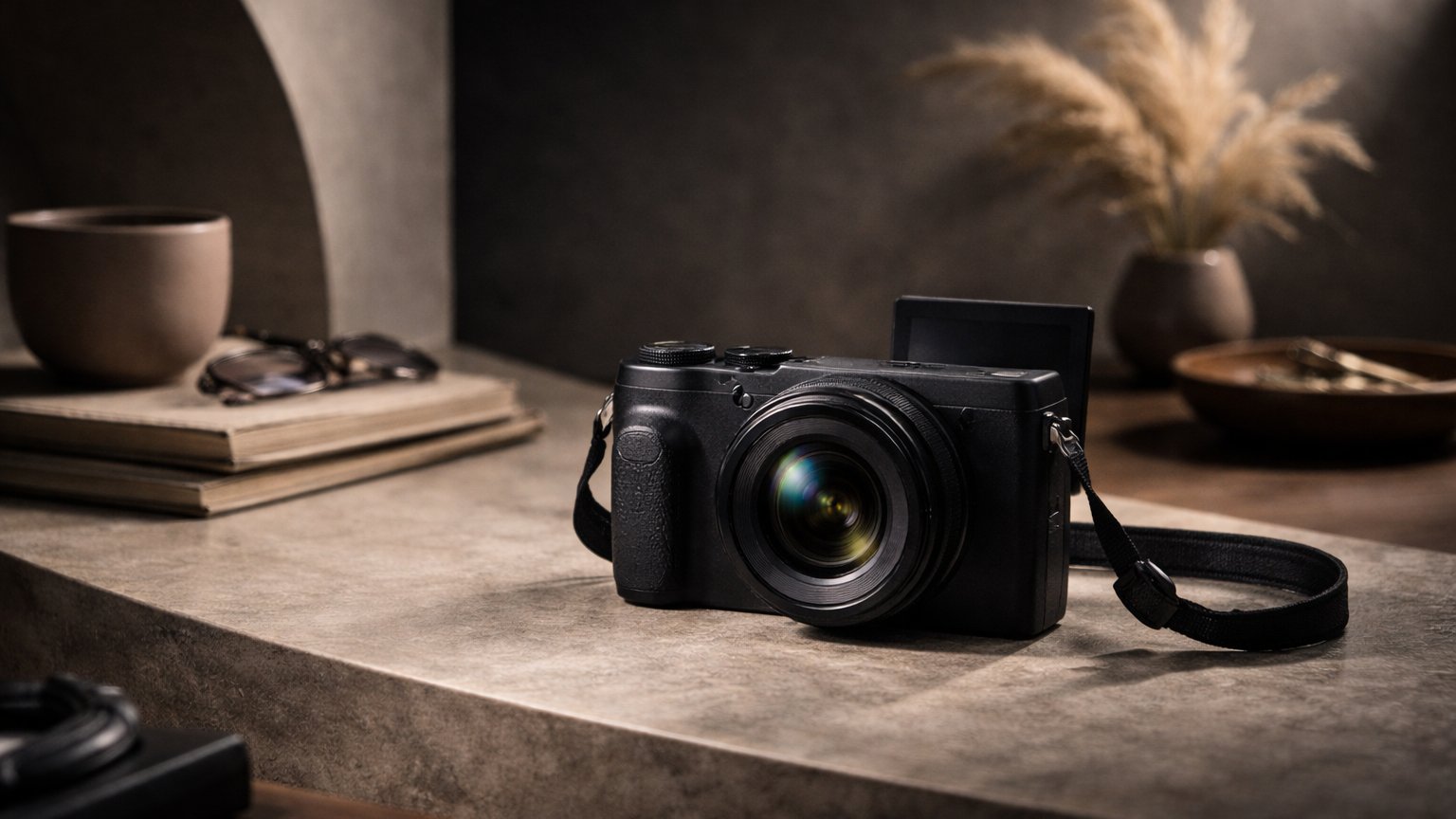 Compact camera representing portable digital photography