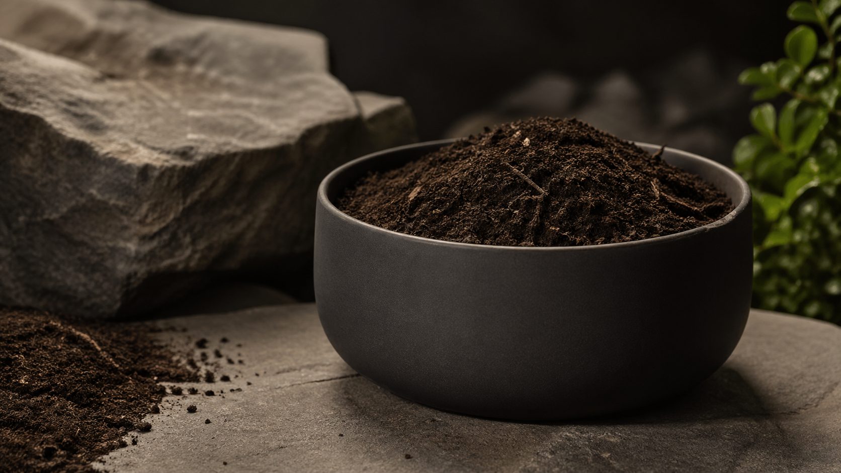 Compost representing natural soil improvement for landscaping