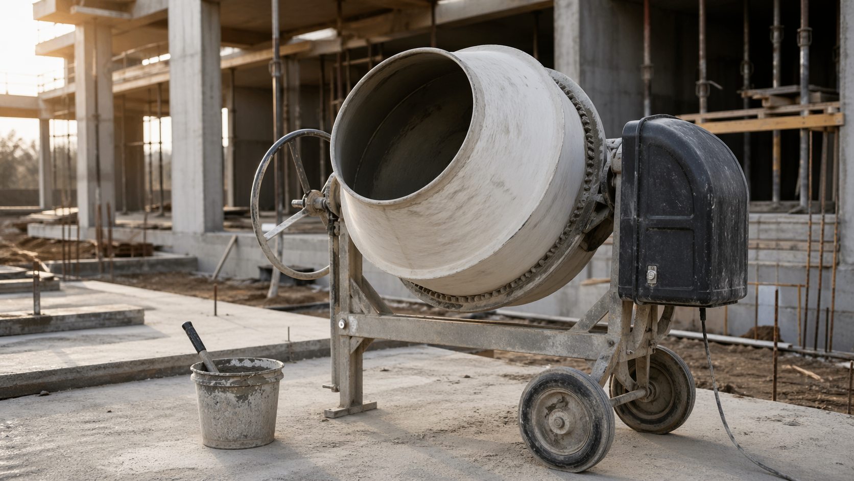 Concrete mixer for mixing cement and mortar