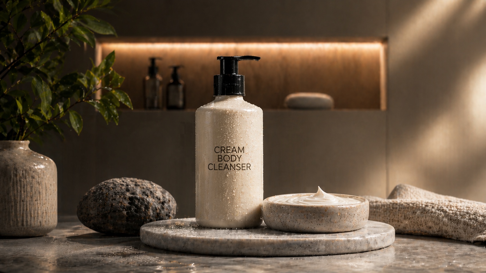 Cream body cleanser for dry and sensitive skin hydration