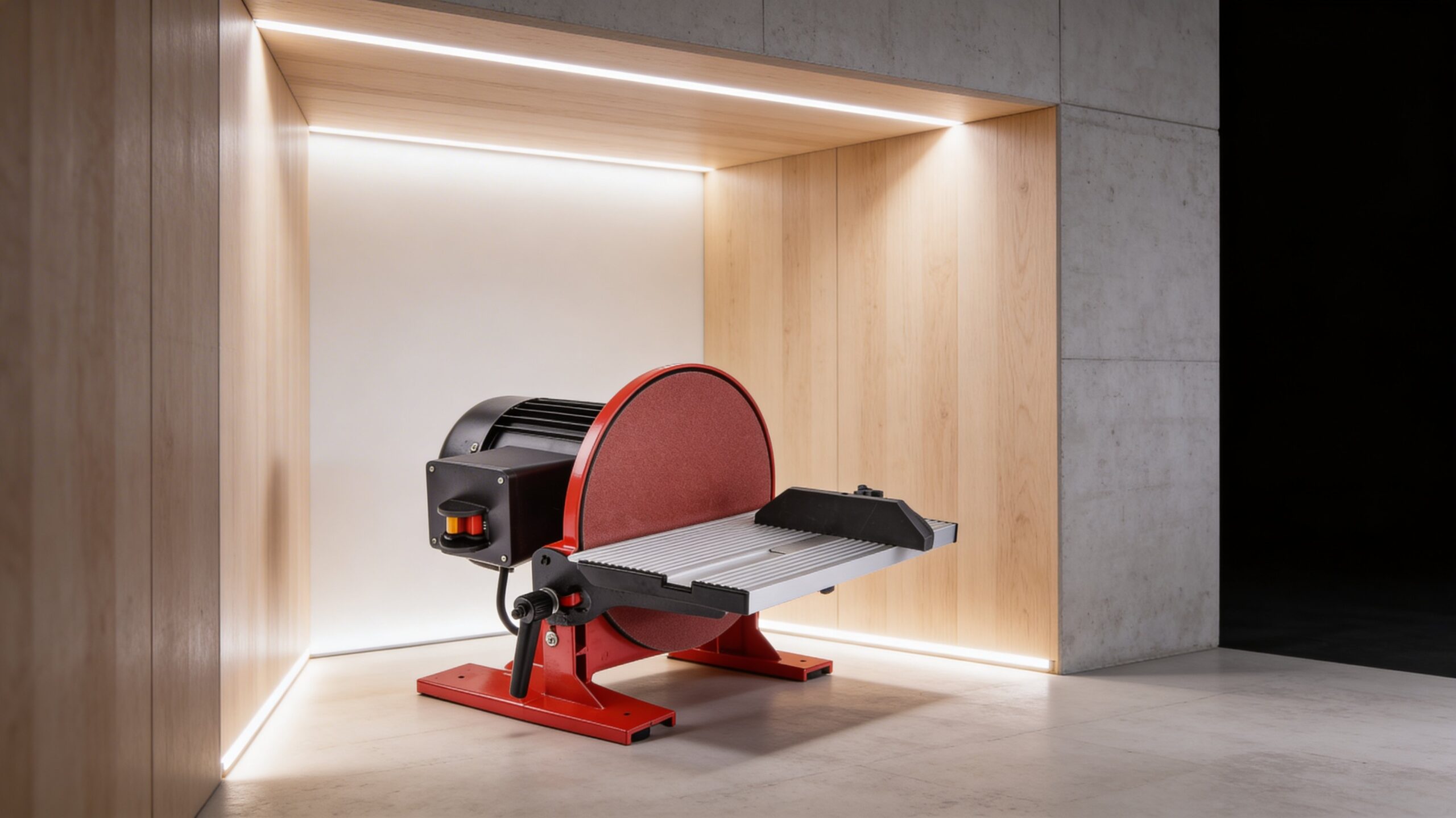 Disc sander representing shaping and edge sanding