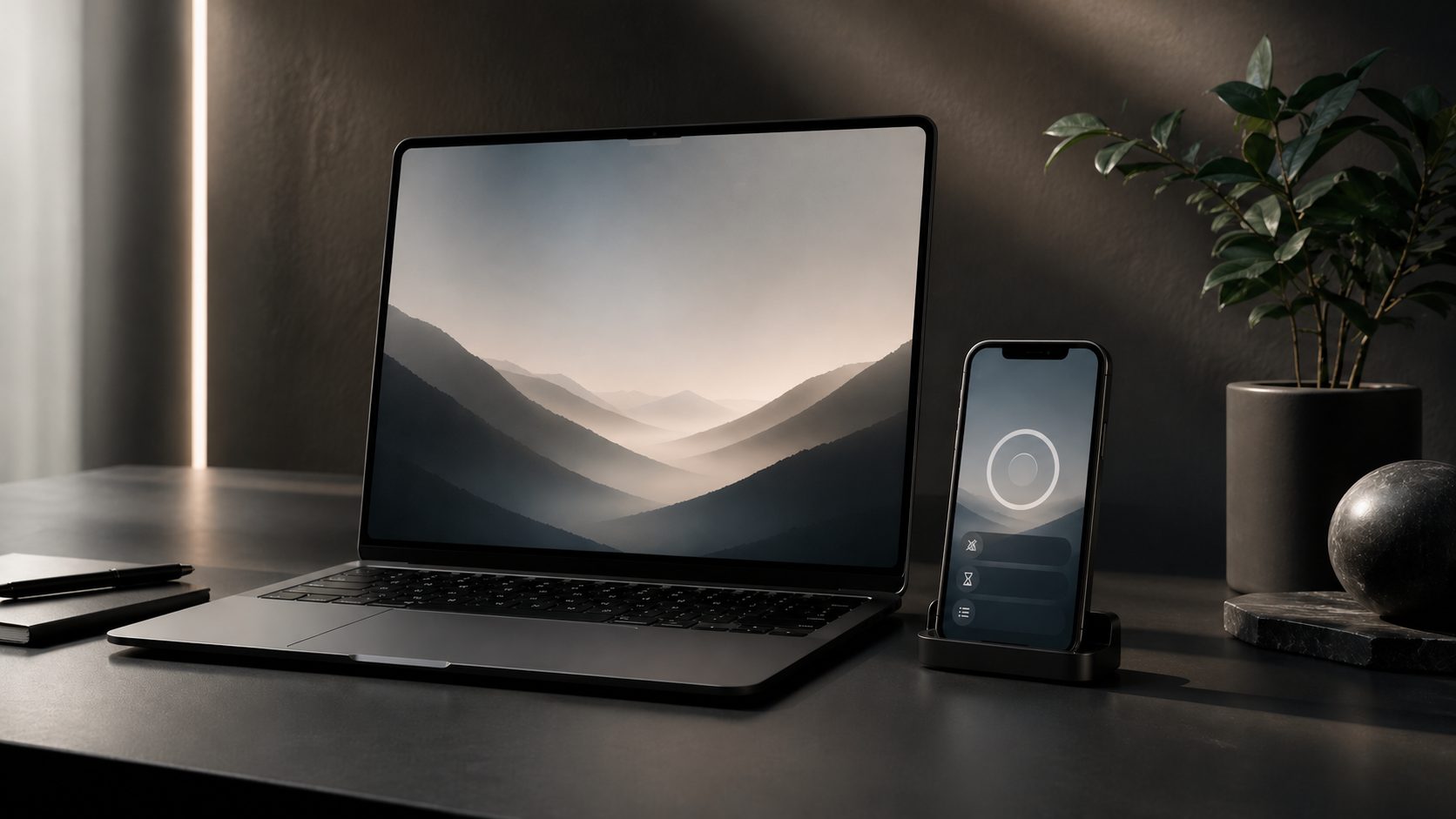 App interface blocking distractions and notifications for focused work