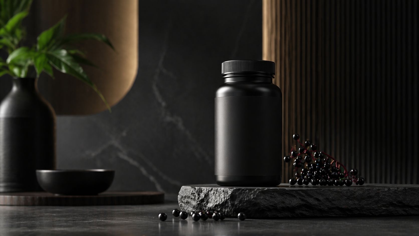 Elderberry supplements representing seasonal immune support