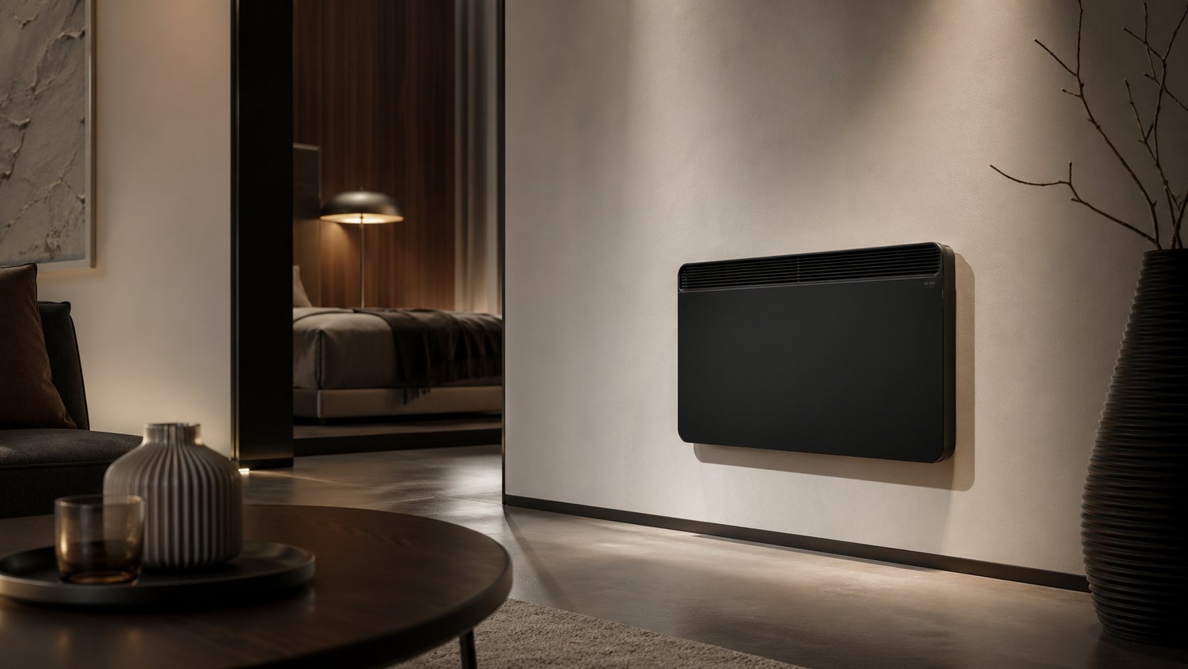 Electric wall heater representing built-in room heating