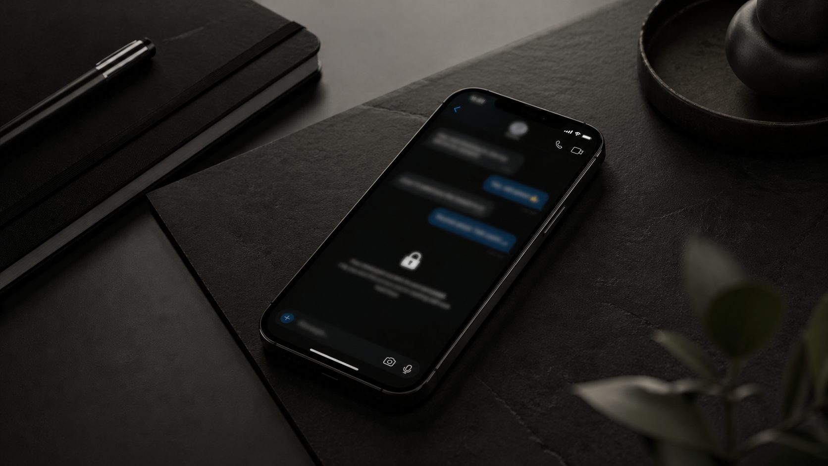 Encrypted messaging apps interface with security visualization