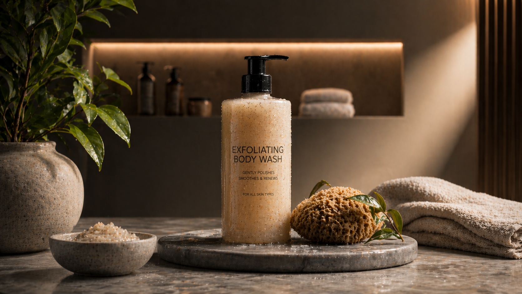 Exfoliating body wash removing dead skin and smoothing texture