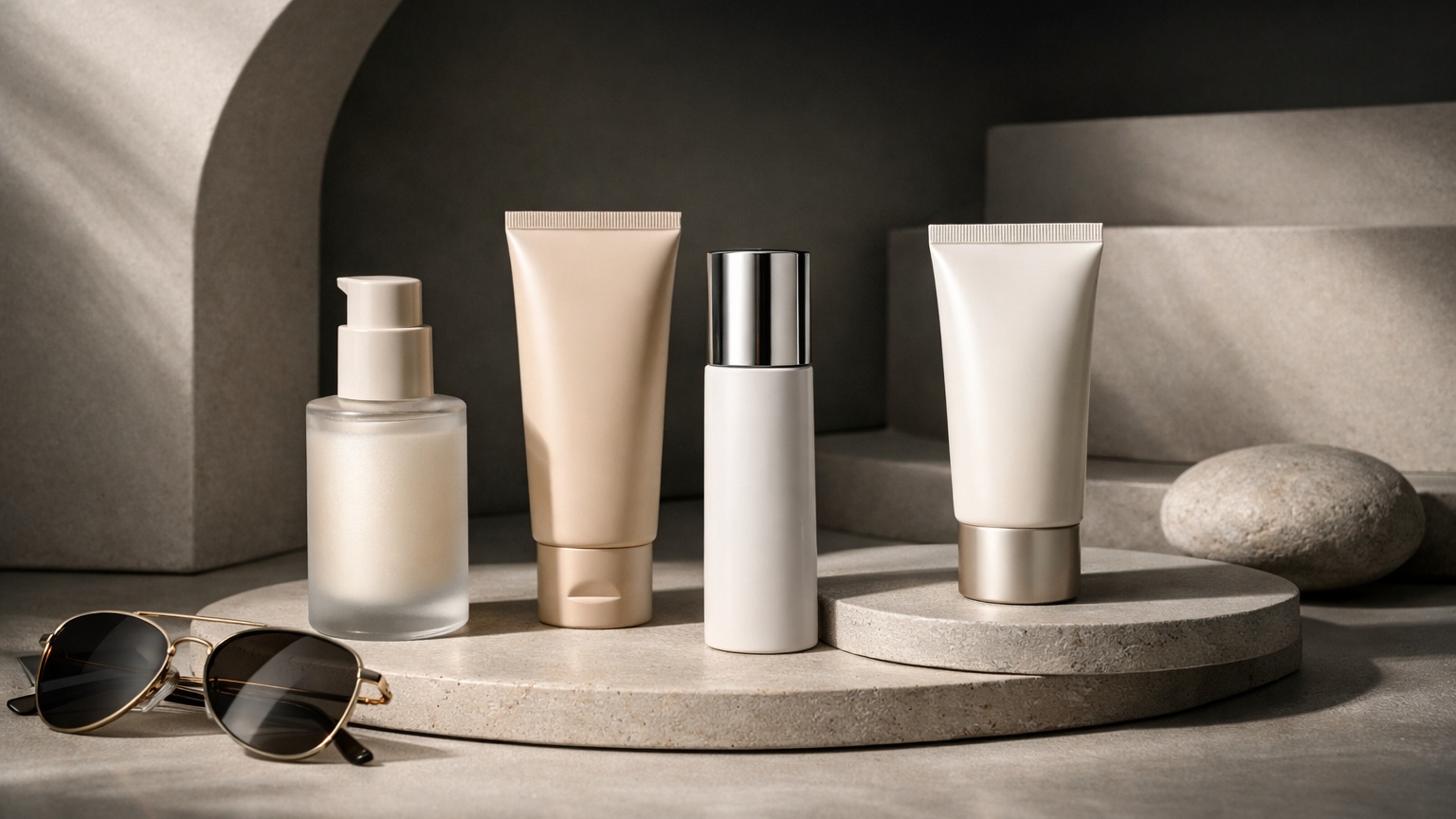Face sunscreens representing daily facial sun protection