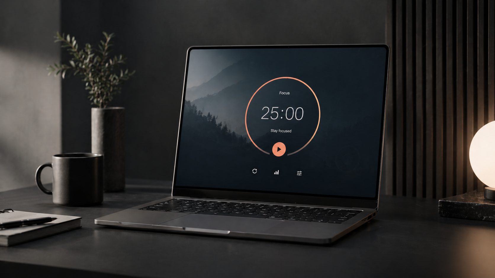 Digital focus timer helping manage work sessions and breaks