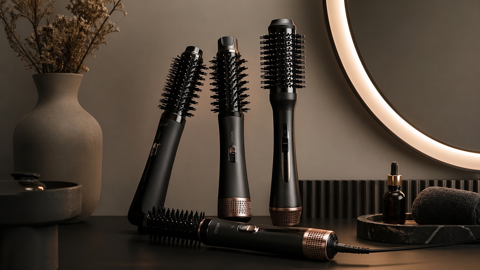 Hot air brush for drying and styling hair simultaneously