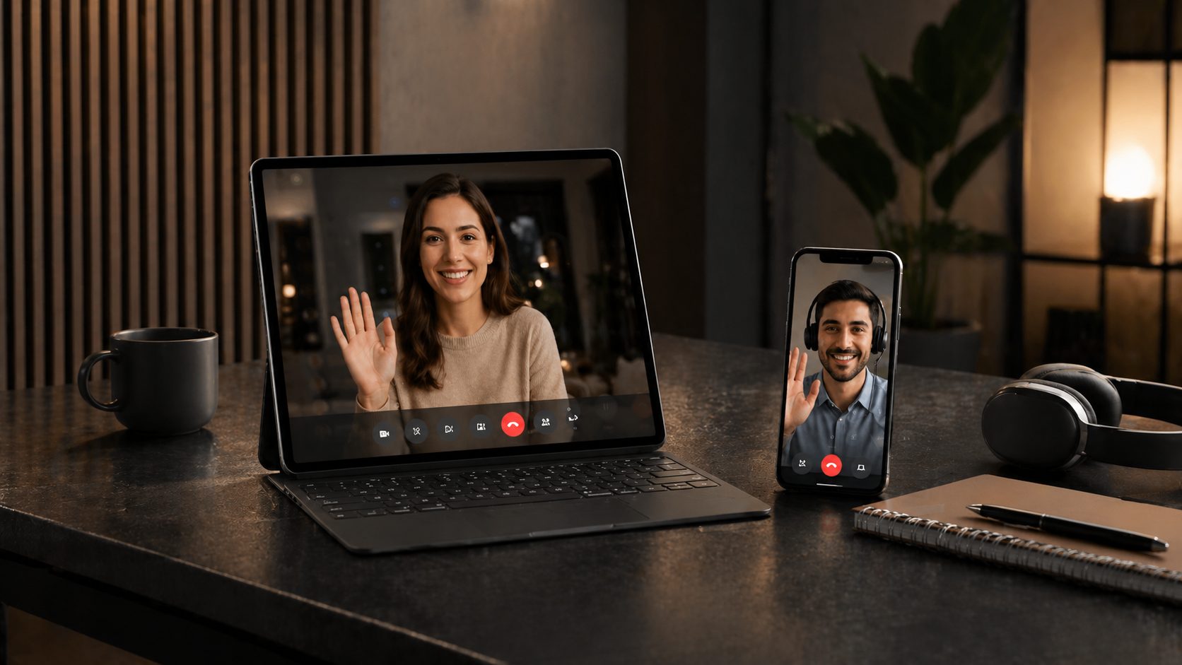 Mobile internet calling app showing voice connection interface
