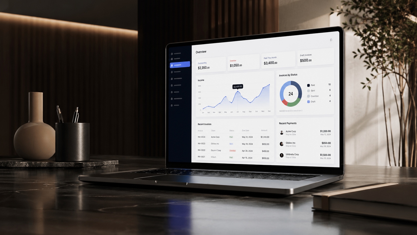 Invoicing software creating and sending invoices