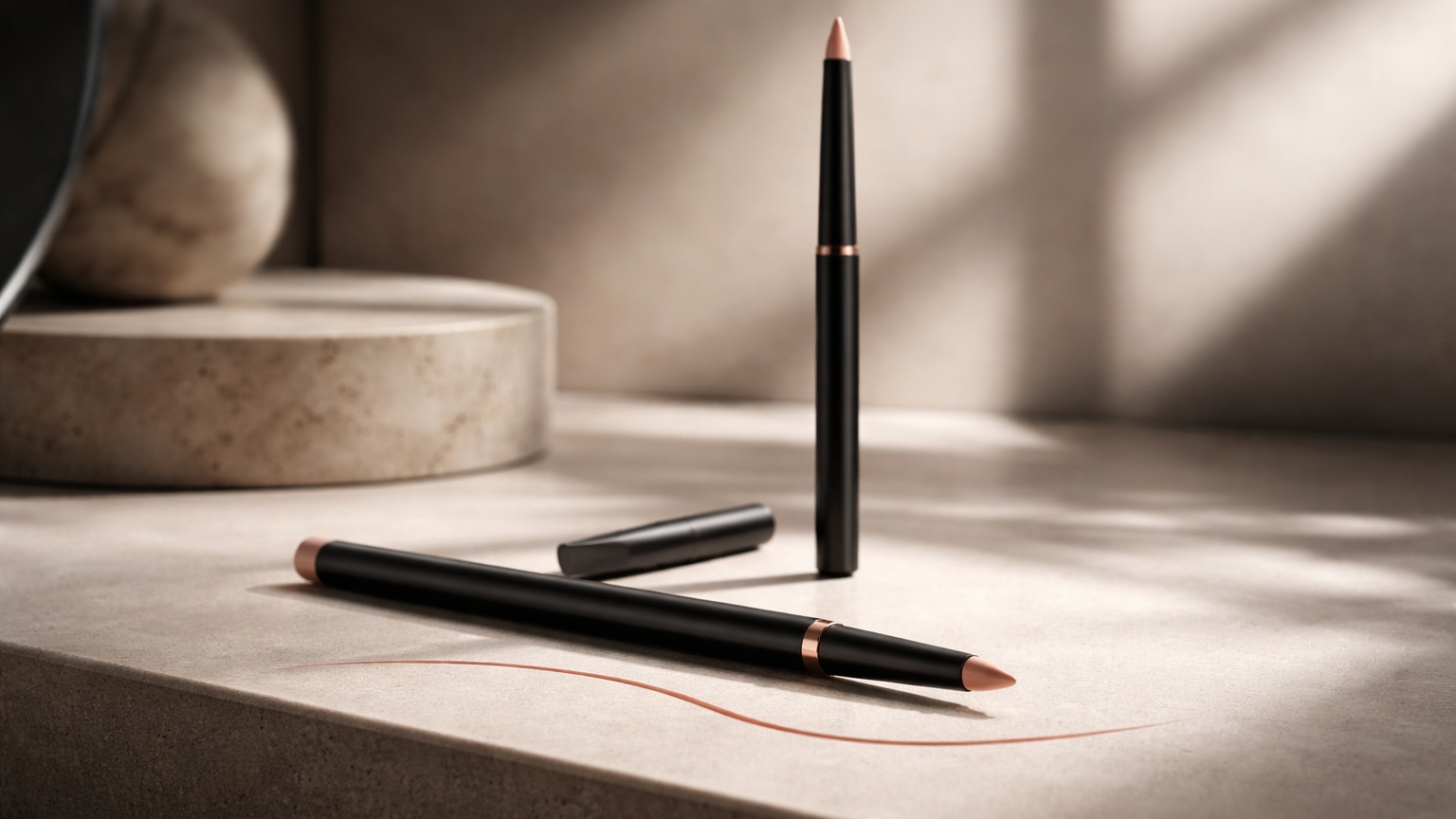Lip liner pencil outlining lips