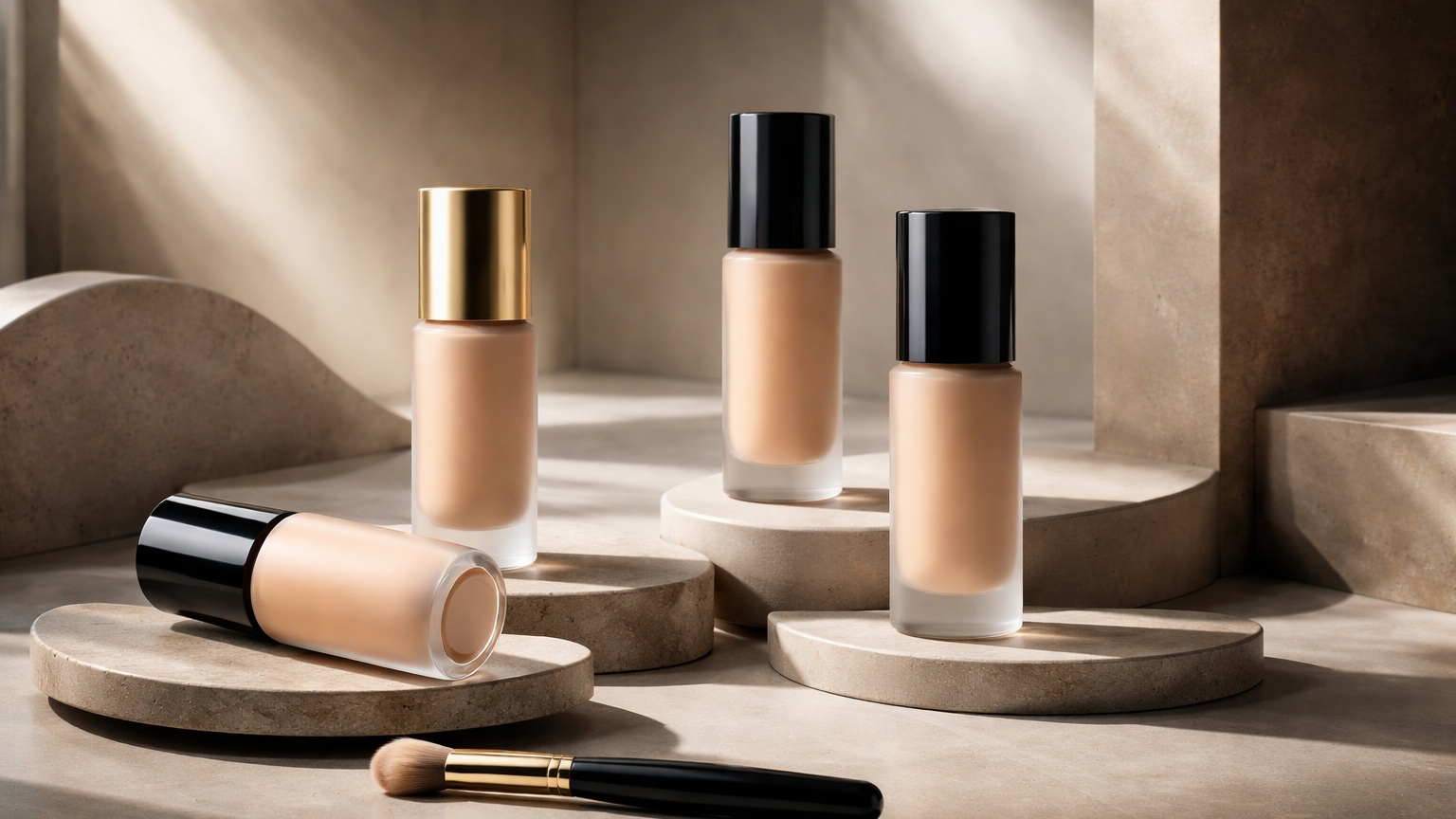 Liquid foundation product texture and bottle