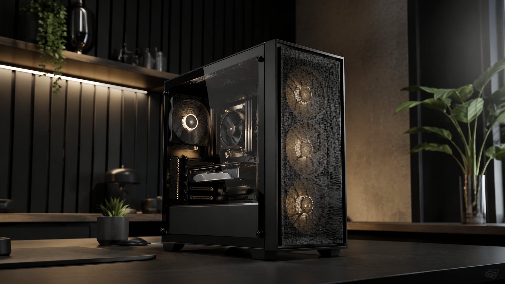 Mid tower PC case representing balanced builds