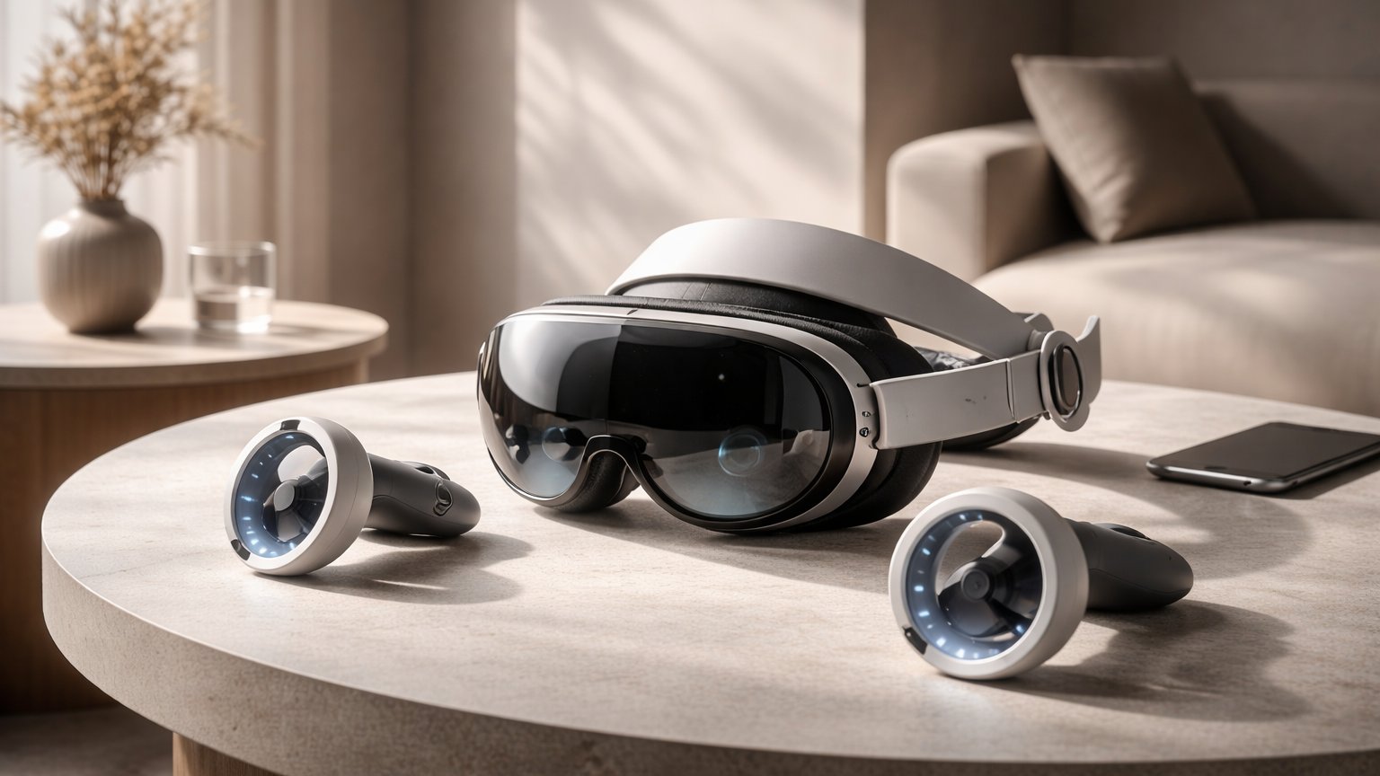 Mixed reality headset blending digital and real environments