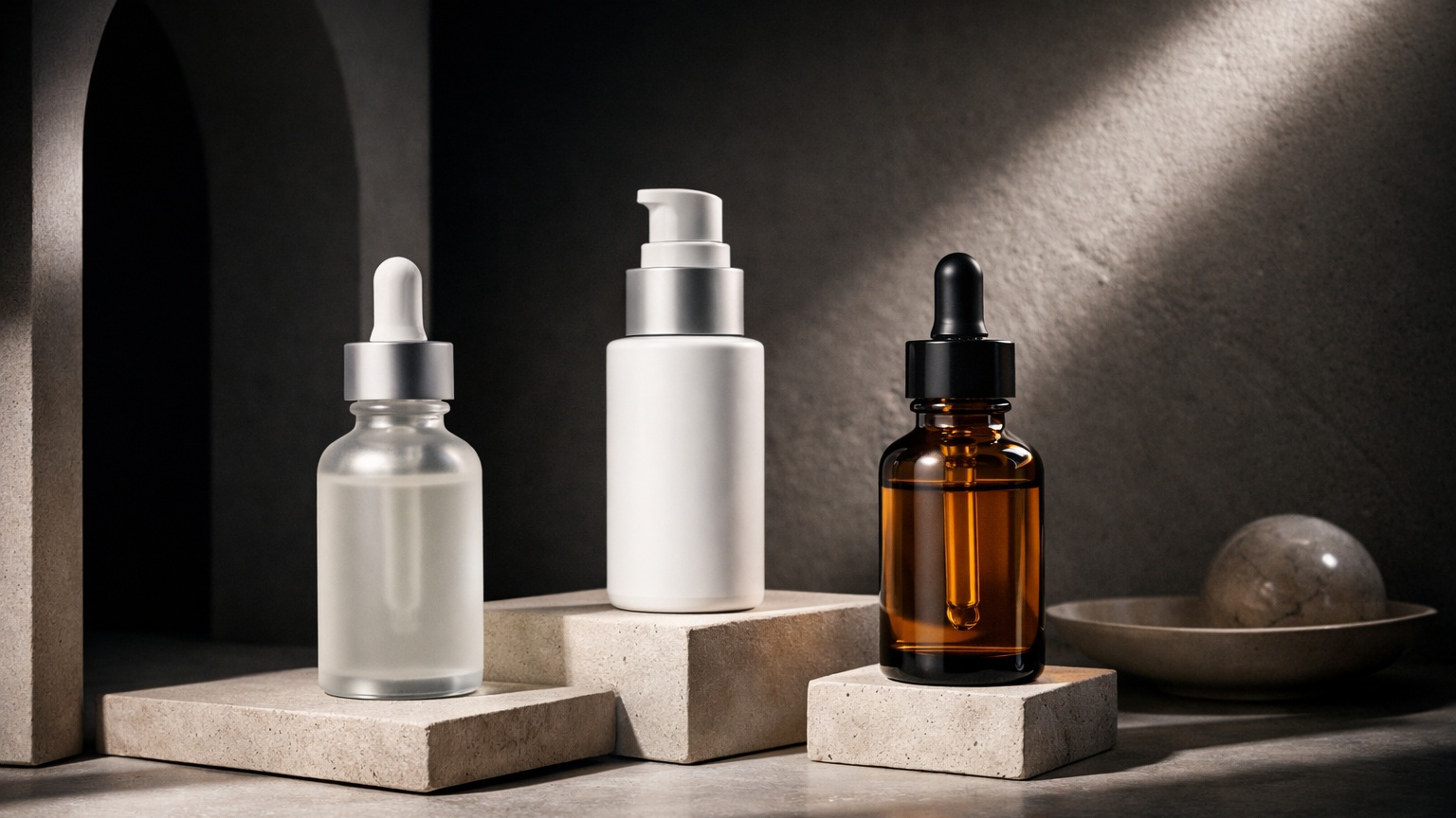 Niacinamide serum bottle with clean minimal aesthetic