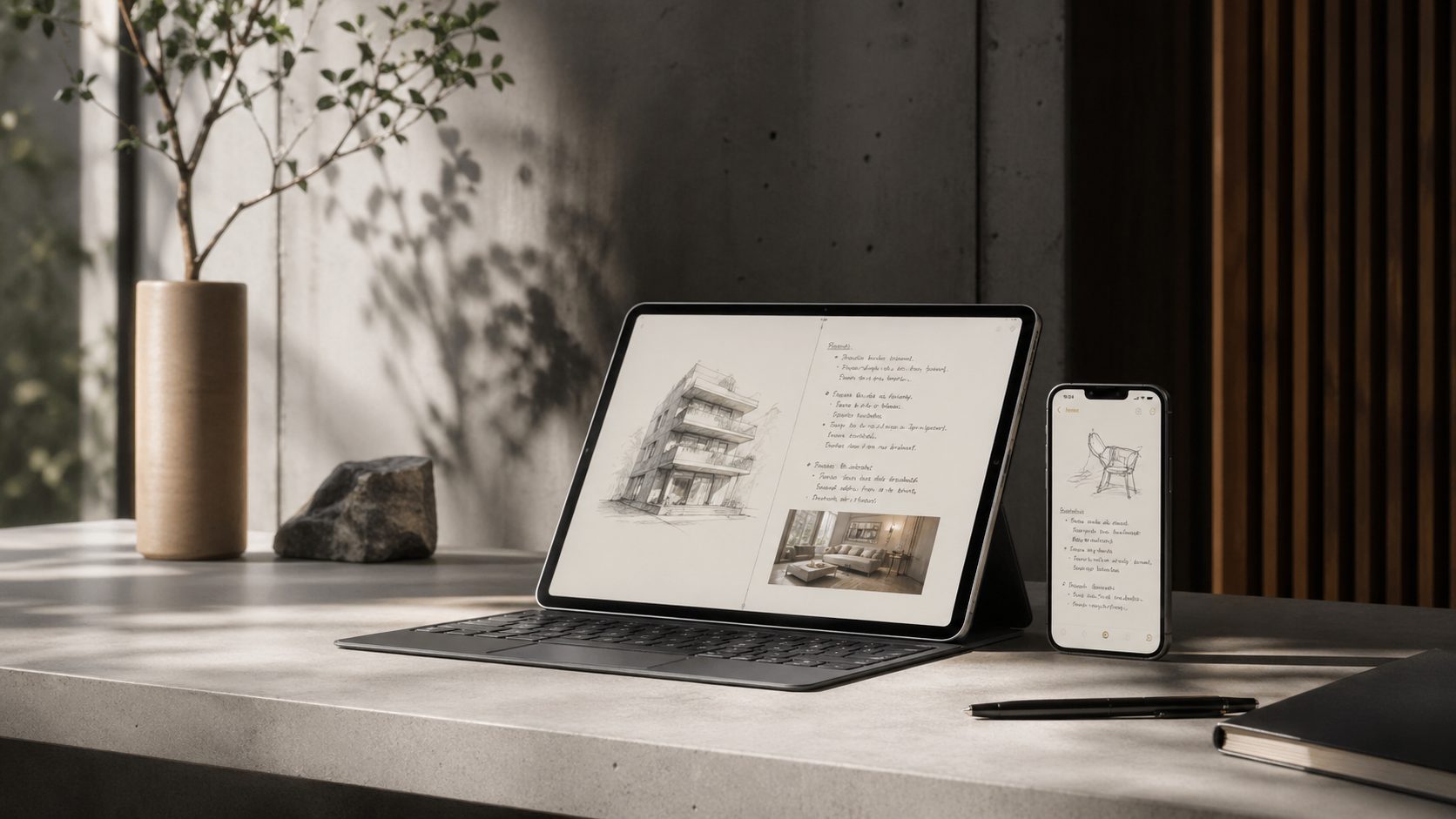 Note-taking app interface representing simple and fast note capture