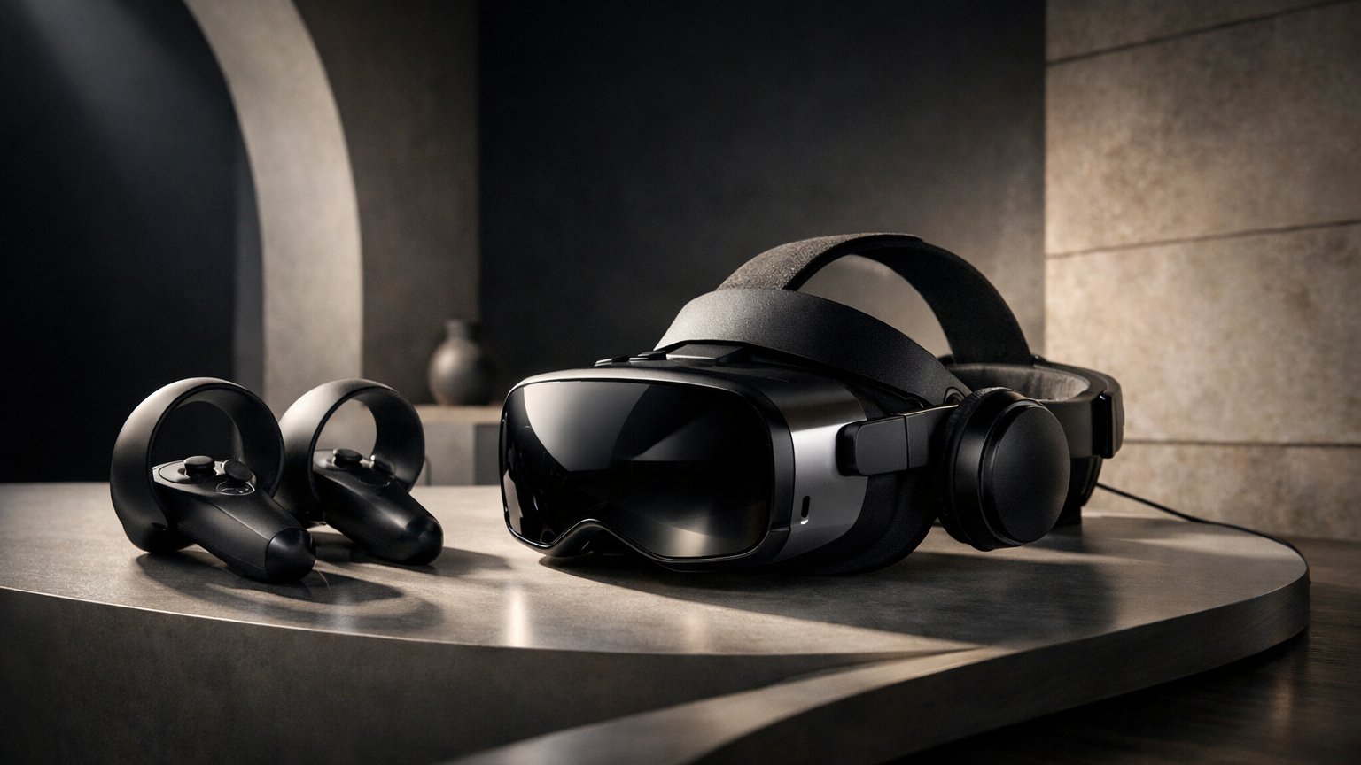PC VR headset connected to a gaming PC for high-performance virtual reality