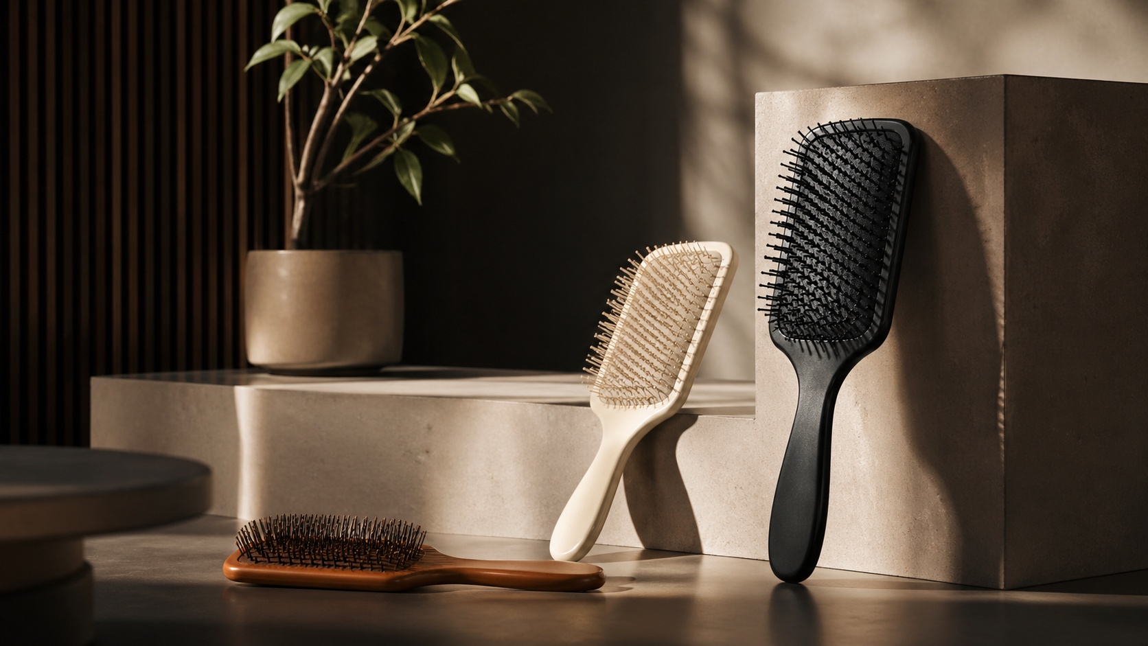 Paddle brush for smoothing and detangling long hair