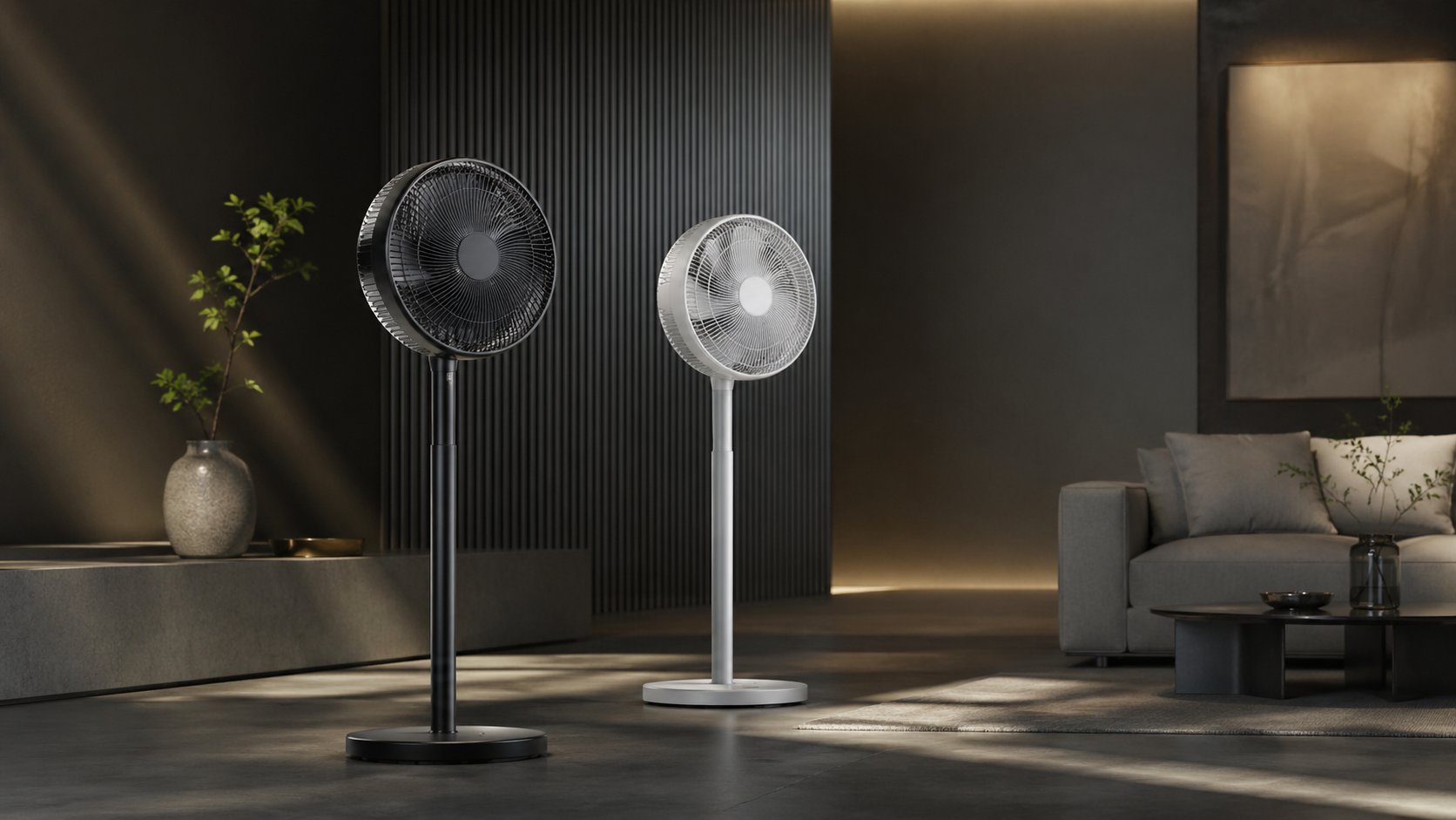 Pedestal fan representing adjustable standing fan airflow